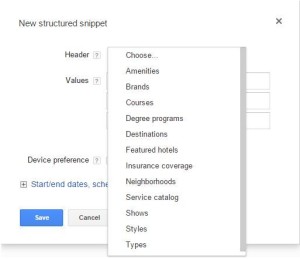 structured-snippet extension