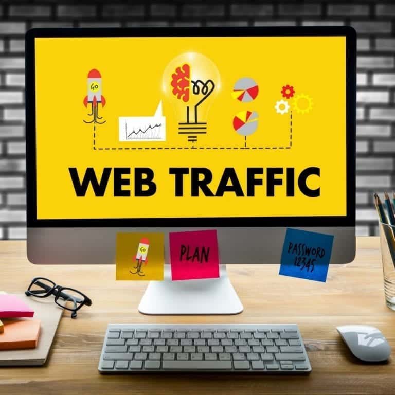 "computer monitor displaying words web traffic"