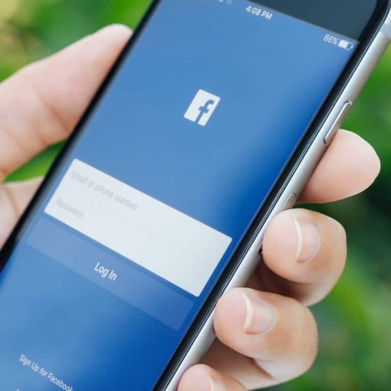 "phone with facebook login page"