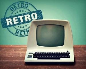"retro computer on tabletop"