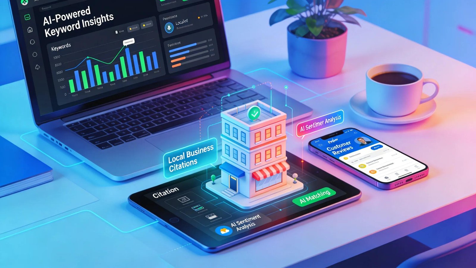 Array of AI tools used to implement local SEO tactics