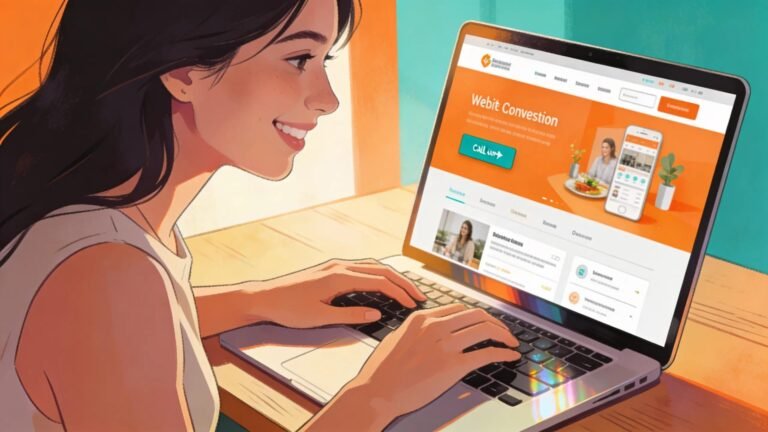 Engaging website design representation focusing on user experience and conversion optimization