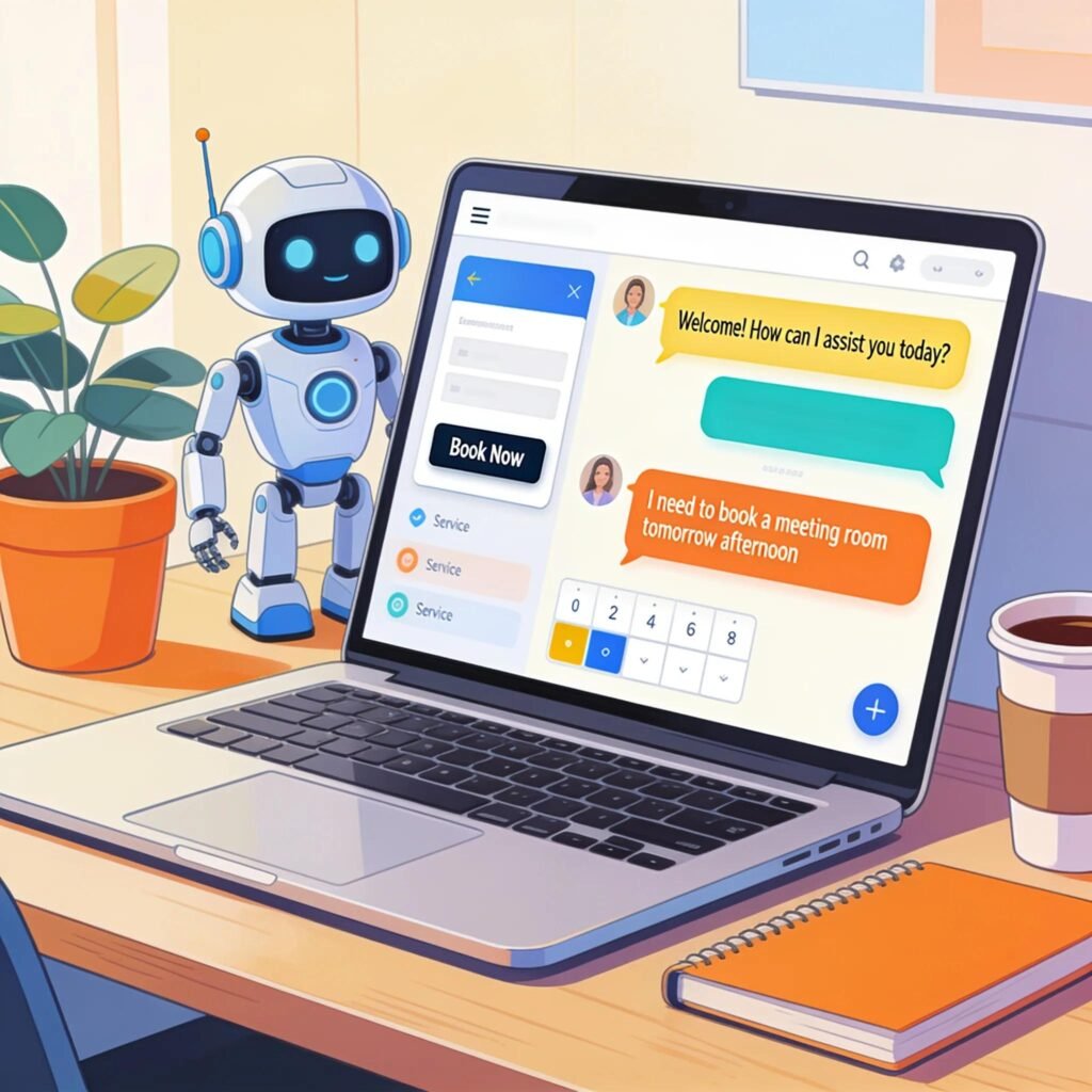 AI chatbot engaging with users on a website for booking appointments