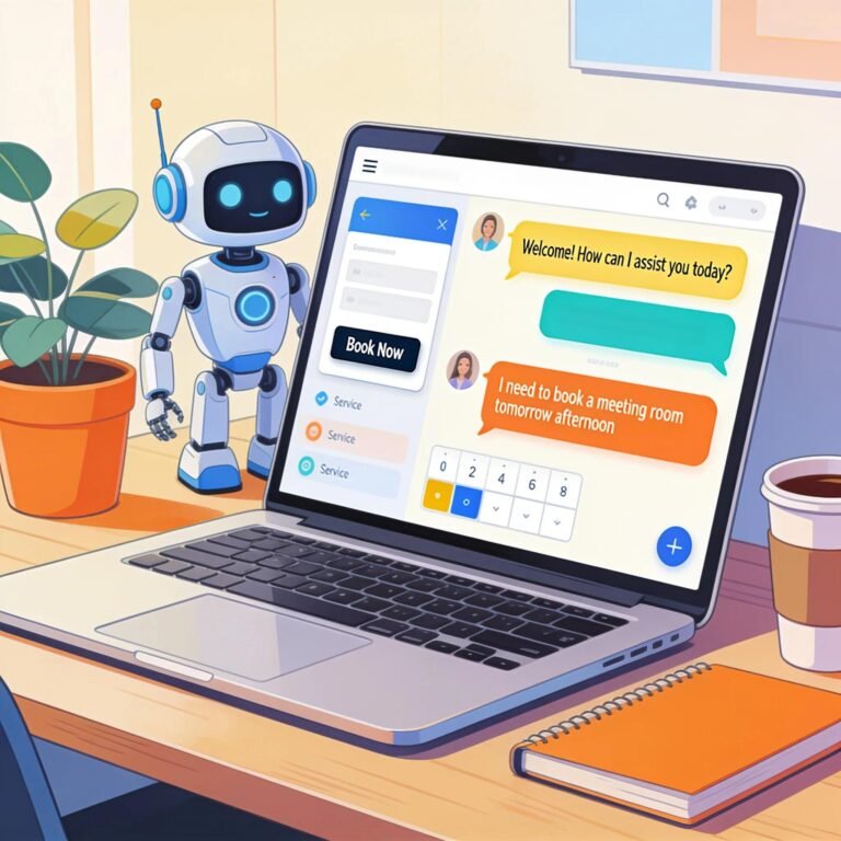 AI chatbot engaging with users on a website for booking appointments