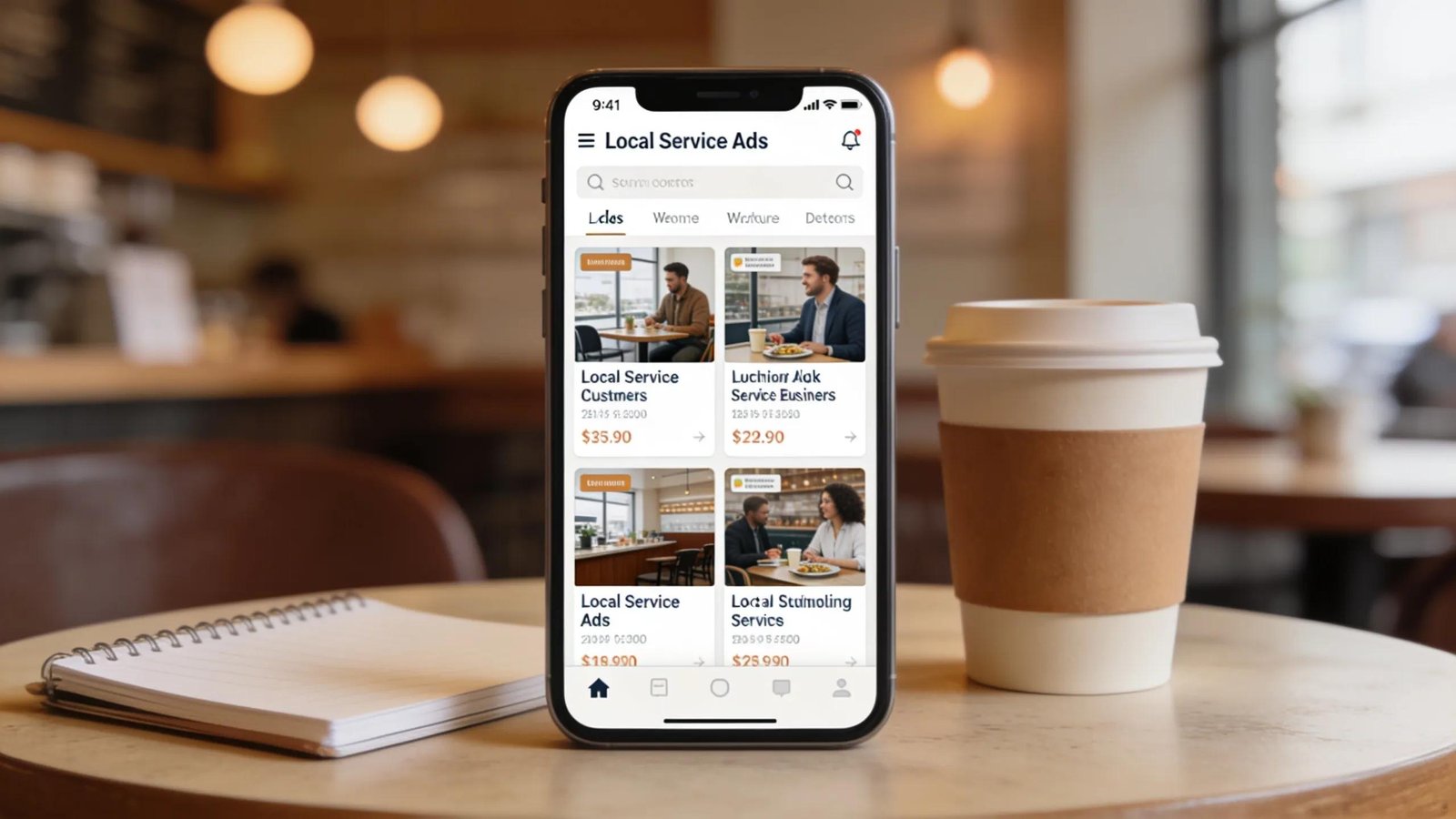 Smartphone showing Google Local Service Ads results emphasizing customer engagement
